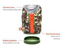 Load image into Gallery viewer, The Adventurer - Insulated 12 oz Can Cooler - Woodsy Camo