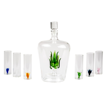 Load image into Gallery viewer, Tequila Agave Decanter With 6 Shot Glasses And Stand