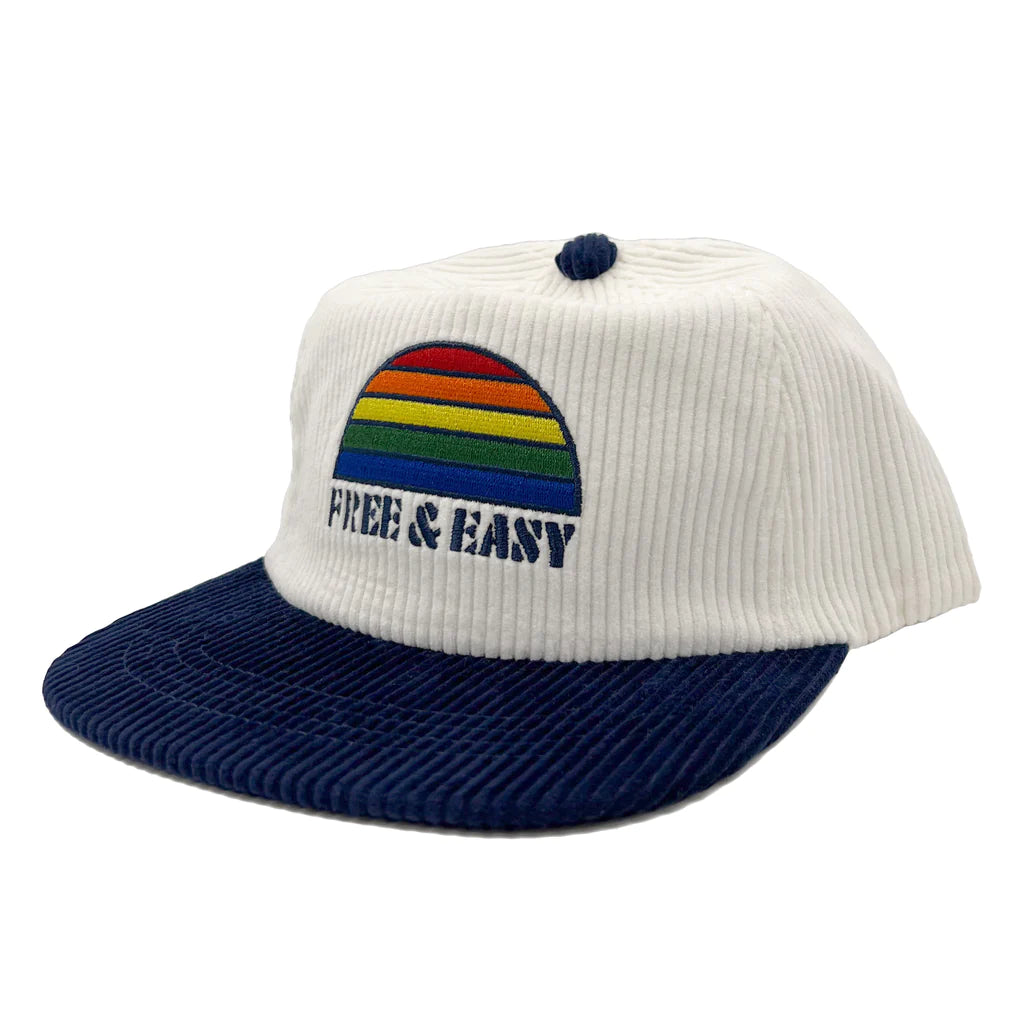 Free & Easy Rainbow Two Tone Fat Corduroy Snapback Hat